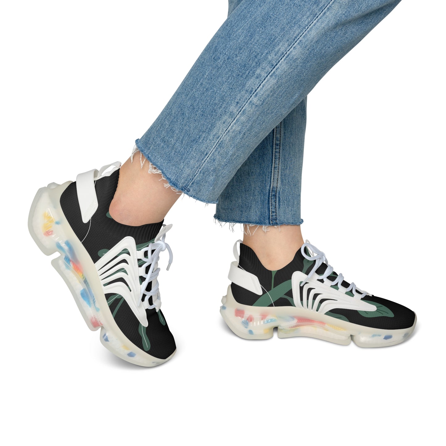 Stylish Women's Mesh Sneakers with Floral Design - Comfortable and Breathable Athletic Shoes